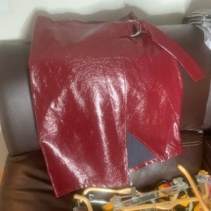 Burgundy Leather Skirt